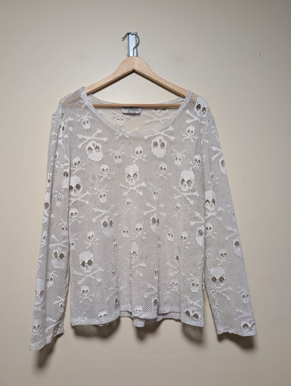 Royal Bones Daang Goodman Skull Lace Top 1X White Sheer Goth Punk